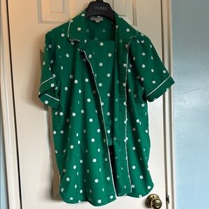 LOFT Emerald Green Polka Dot Pajama Top & bottom.